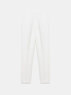 ZARA High-Waisted Slim-Fit Ankle Pants – Size L – White